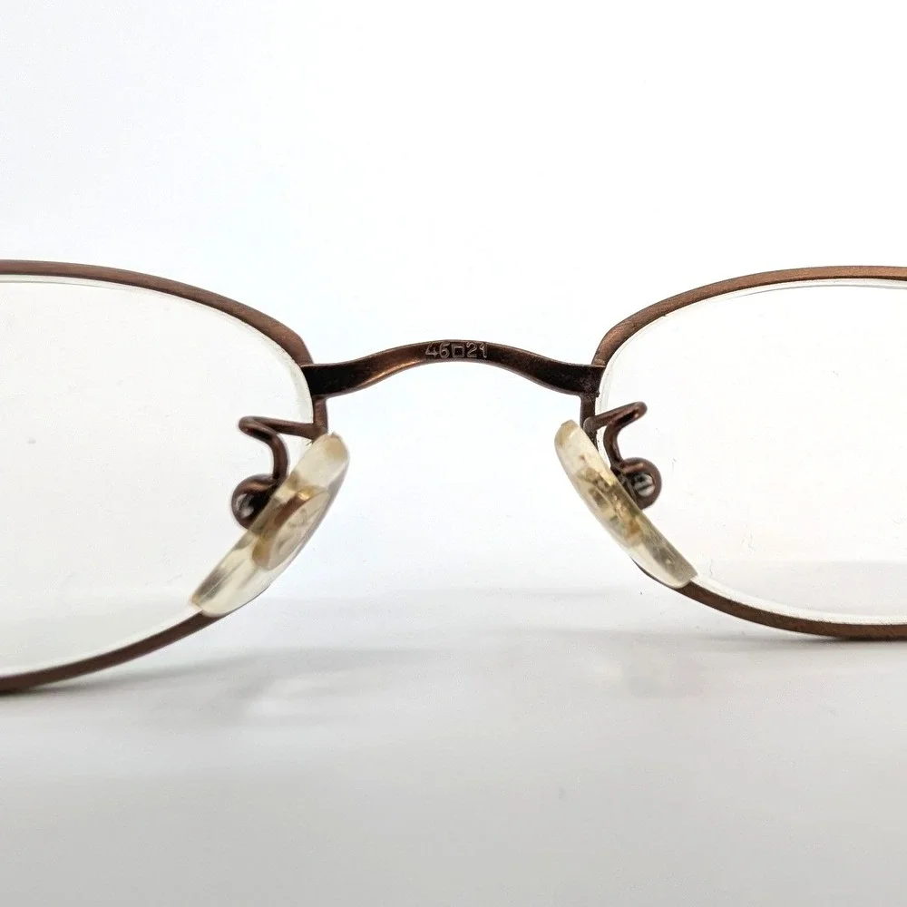 Calvin Klein‎ 346 Oval Metal Eyeglasses Bronze Y2K 90s Italian Made 46-21-135